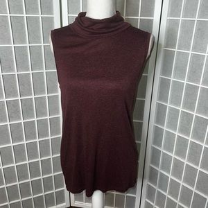 Sleeveless Burgundy Turtleneck Top